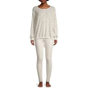 Barefoot Dreams CozyChic Ultra Lite Knit Seamed Leggings Large Sand Dune Fuzzy